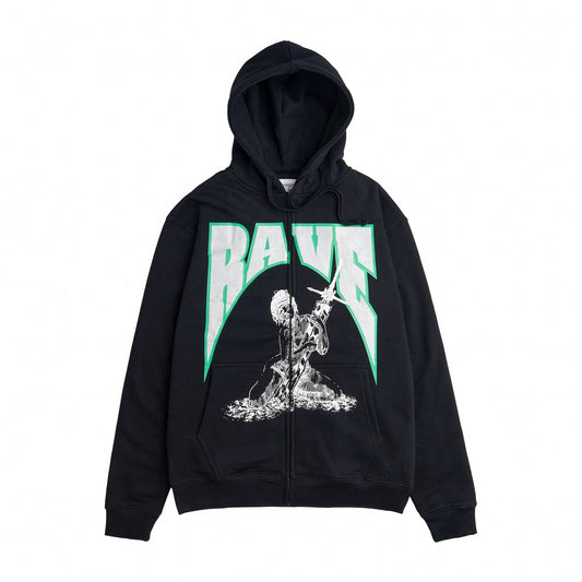 RAVE CASCA zip hoodie black