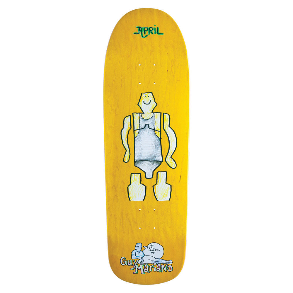 April skateboards Guy Mariano X Marc Gonzales artwork Yellow shaped 9.6 deck