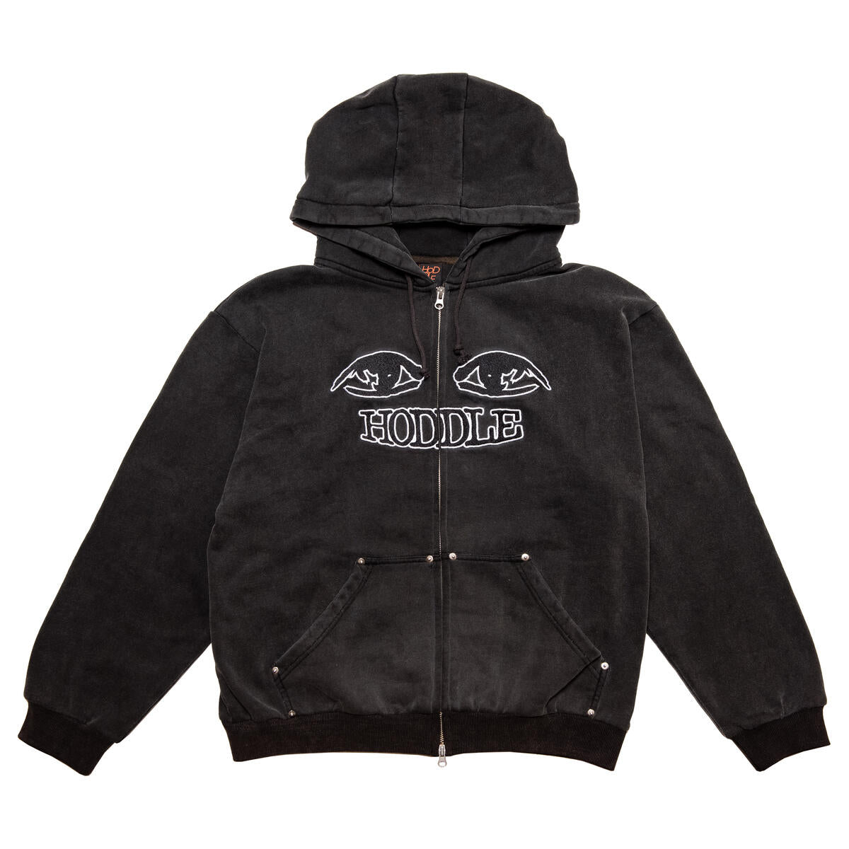 HODDLE WATCHER ZIP UP HOOD BLACK WASH