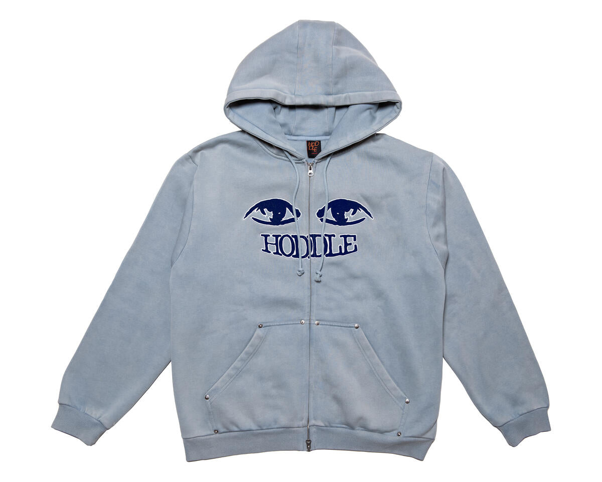 HODDLE WATCHER ZIP UP HOOD BLUE WASH